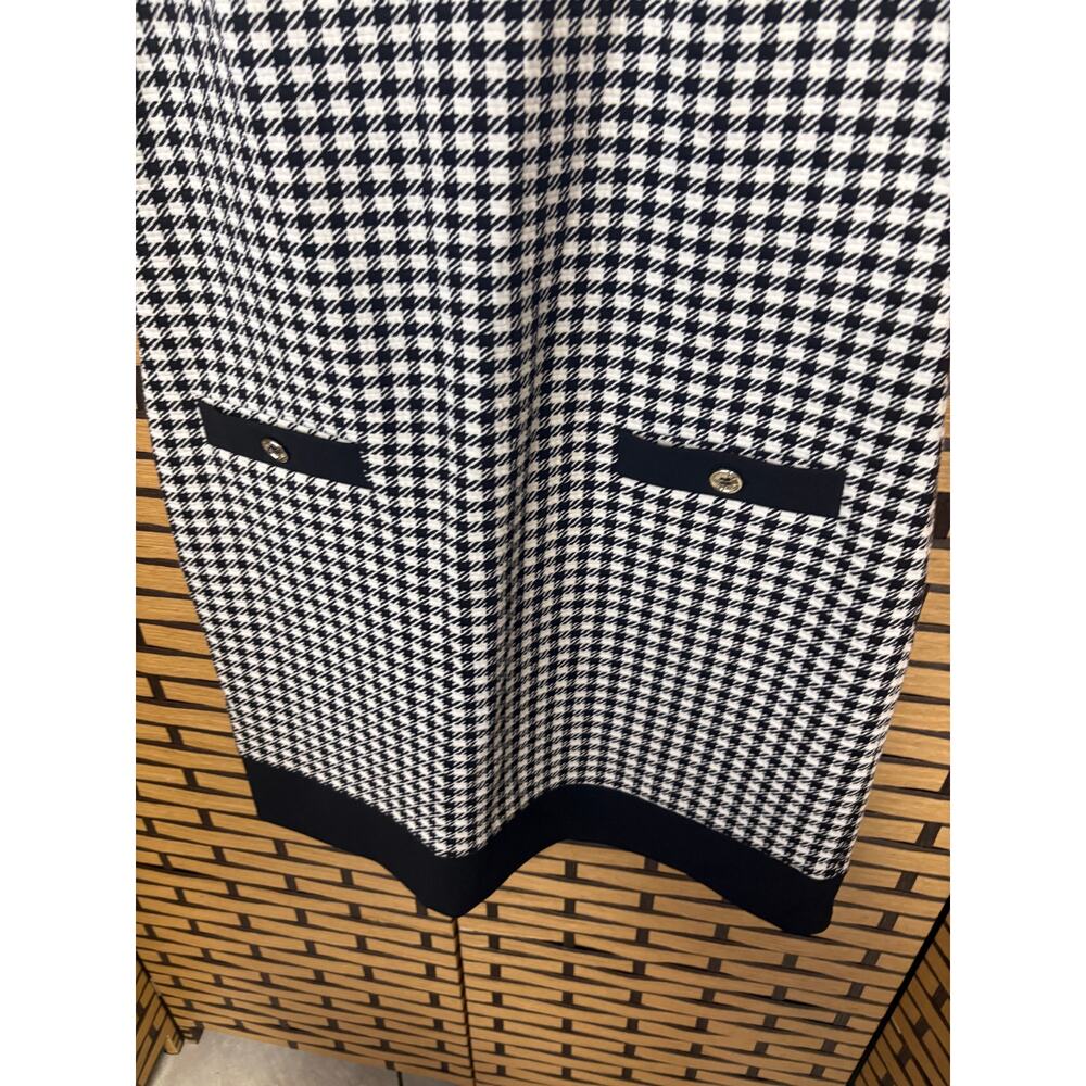 Tommy Hilfiger Black & White Houndstooth Print Short Sleeve Shift Dress Size 14 - Picture 4 of 9